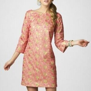 Lilly Pulitzer Mandy Hotty Pink Loopy Lilly Embroidery Lace Metallic Dress